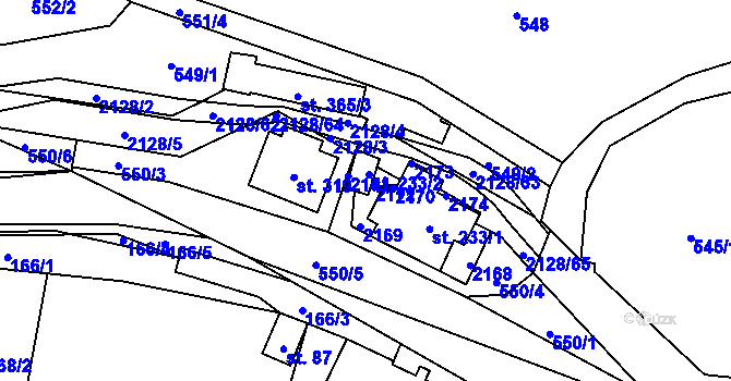 Parcela st. 233/4 v KÚ Bělá nad Svitavou, Katastrální mapa