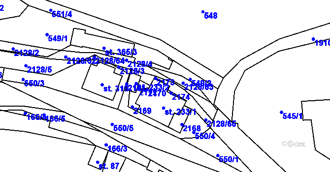 Parcela st. 233/7 v KÚ Bělá nad Svitavou, Katastrální mapa