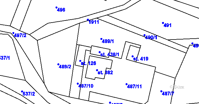 Parcela st. 438/1 v KÚ Bělá nad Svitavou, Katastrální mapa