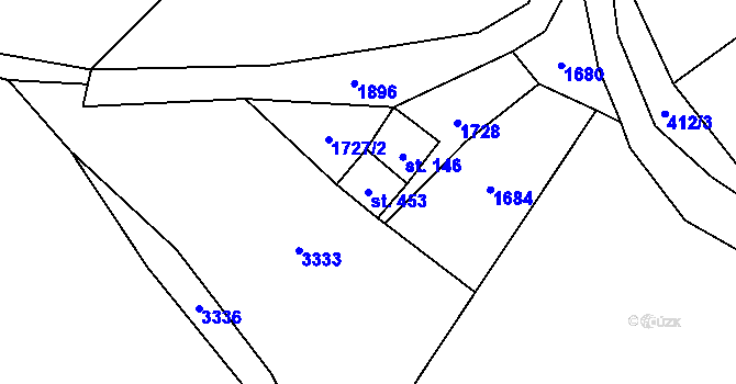 Parcela st. 453 v KÚ Bělá nad Svitavou, Katastrální mapa