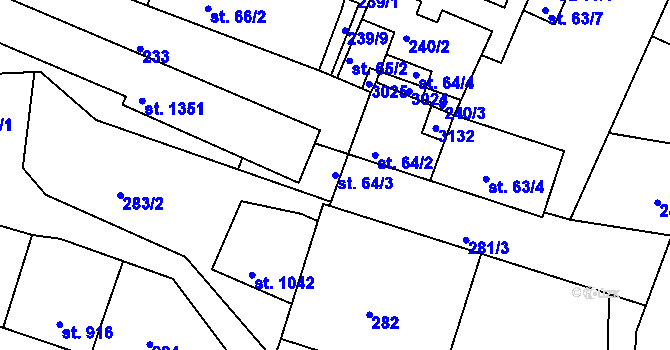 Parcela st. 64/3 v KÚ Bělá pod Bezdězem, Katastrální mapa