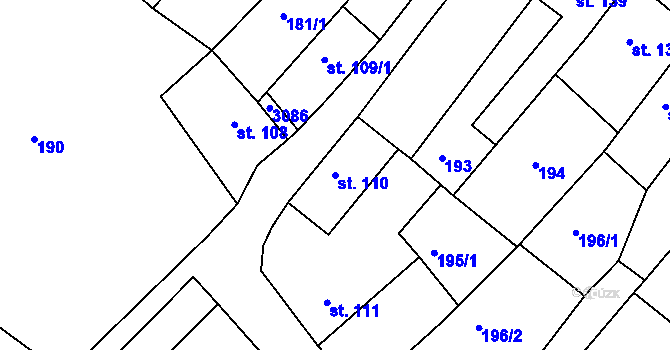 Parcela st. 110 v KÚ Bělá pod Bezdězem, Katastrální mapa