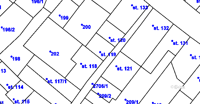 Parcela st. 119 v KÚ Bělá pod Bezdězem, Katastrální mapa