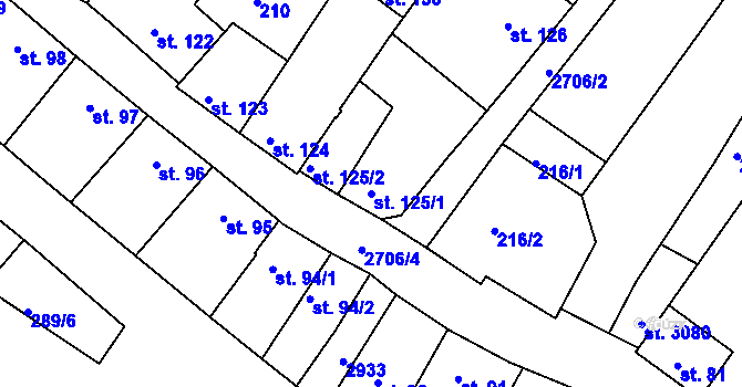 Parcela st. 125/1 v KÚ Bělá pod Bezdězem, Katastrální mapa