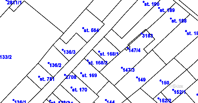 Parcela st. 168/1 v KÚ Bělá pod Bezdězem, Katastrální mapa