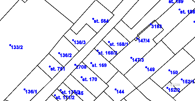Parcela st. 168/2 v KÚ Bělá pod Bezdězem, Katastrální mapa