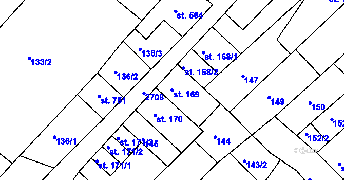 Parcela st. 169 v KÚ Bělá pod Bezdězem, Katastrální mapa