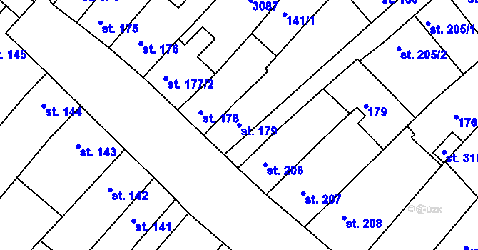 Parcela st. 179 v KÚ Bělá pod Bezdězem, Katastrální mapa
