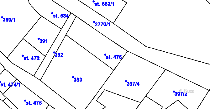 Parcela st. 476 v KÚ Bělá pod Bezdězem, Katastrální mapa