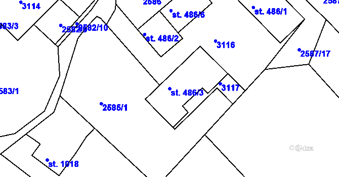 Parcela st. 486/3 v KÚ Bělá pod Bezdězem, Katastrální mapa