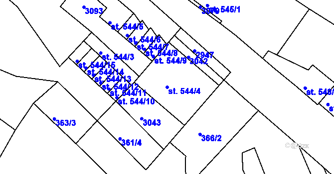 Parcela st. 544/4 v KÚ Bělá pod Bezdězem, Katastrální mapa