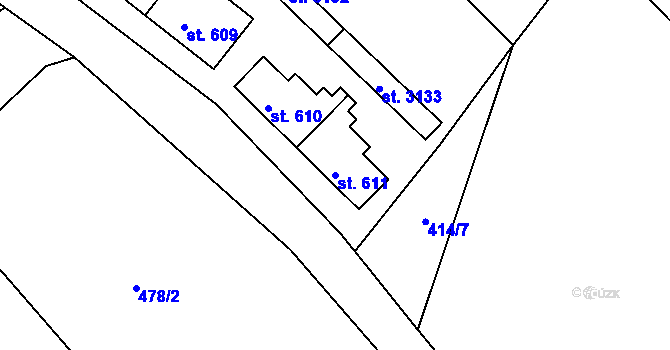 Parcela st. 611 v KÚ Bělá pod Bezdězem, Katastrální mapa