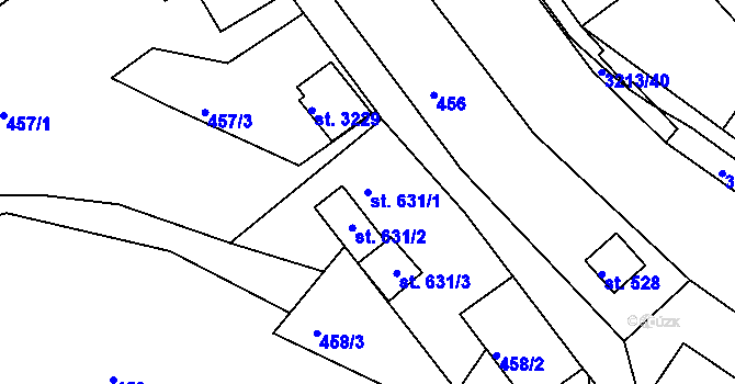 Parcela st. 631/1 v KÚ Bělá pod Bezdězem, Katastrální mapa