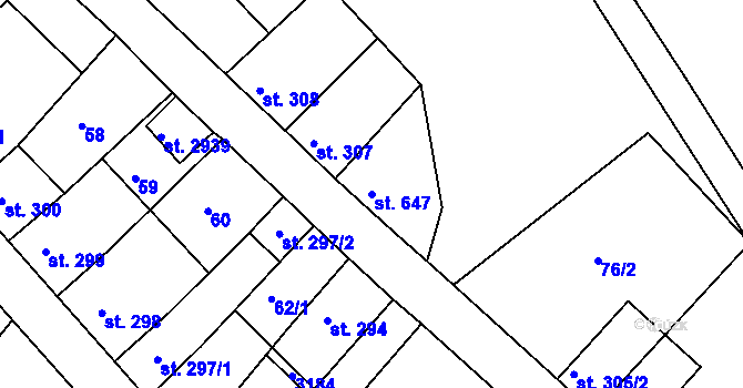 Parcela st. 647 v KÚ Bělá pod Bezdězem, Katastrální mapa