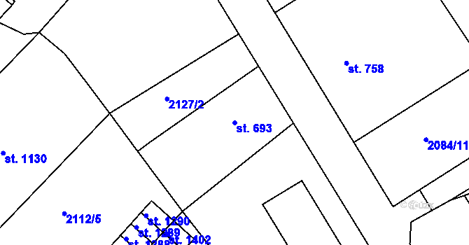 Parcela st. 693 v KÚ Bělá pod Bezdězem, Katastrální mapa