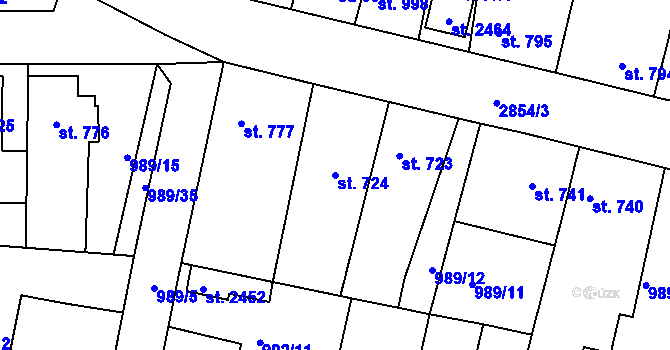 Parcela st. 724 v KÚ Bělá pod Bezdězem, Katastrální mapa