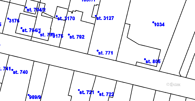 Parcela st. 771 v KÚ Bělá pod Bezdězem, Katastrální mapa