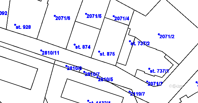 Parcela st. 875 v KÚ Bělá pod Bezdězem, Katastrální mapa