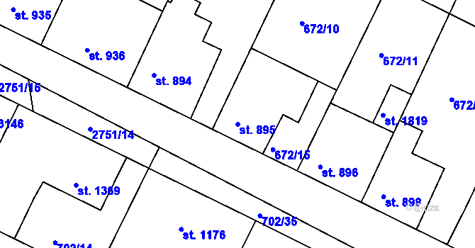 Parcela st. 895 v KÚ Bělá pod Bezdězem, Katastrální mapa