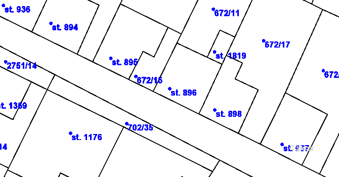 Parcela st. 896 v KÚ Bělá pod Bezdězem, Katastrální mapa