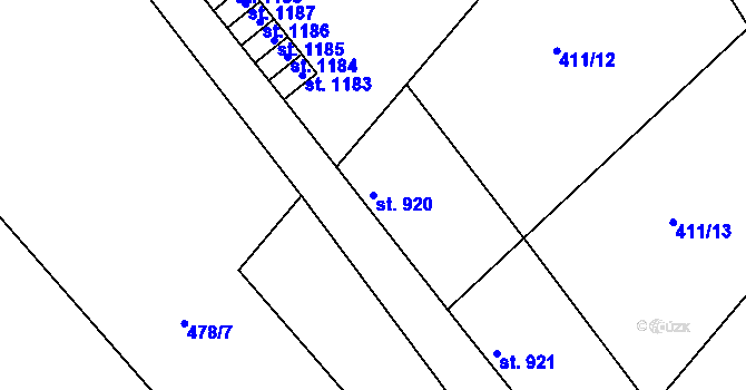 Parcela st. 920 v KÚ Bělá pod Bezdězem, Katastrální mapa