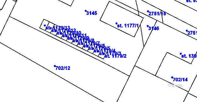 Parcela st. 1179/3 v KÚ Bělá pod Bezdězem, Katastrální mapa