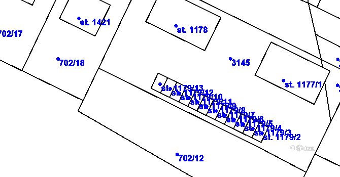 Parcela st. 1179/12 v KÚ Bělá pod Bezdězem, Katastrální mapa