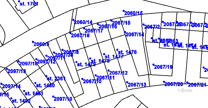 Parcela st. 1477 v KÚ Bělá pod Bezdězem, Katastrální mapa