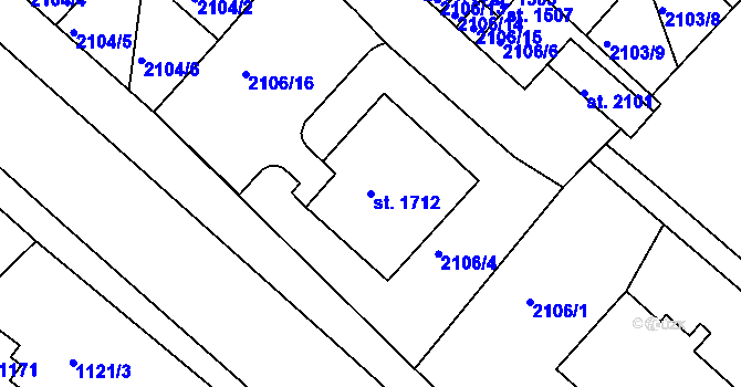 Parcela st. 1712 v KÚ Bělá pod Bezdězem, Katastrální mapa