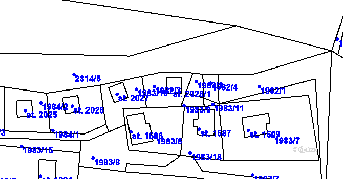 Parcela st. 2028/1 v KÚ Bělá pod Bezdězem, Katastrální mapa