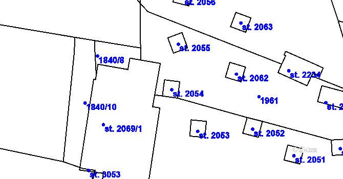 Parcela st. 2054 v KÚ Bělá pod Bezdězem, Katastrální mapa