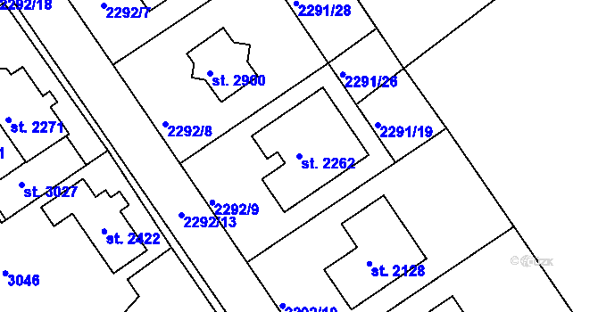 Parcela st. 2262 v KÚ Bělá pod Bezdězem, Katastrální mapa