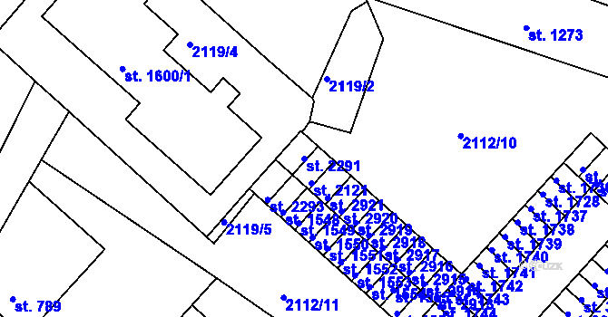 Parcela st. 2291 v KÚ Bělá pod Bezdězem, Katastrální mapa