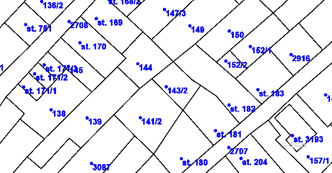 Parcela st. 143/2 v KÚ Bělá pod Bezdězem, Katastrální mapa