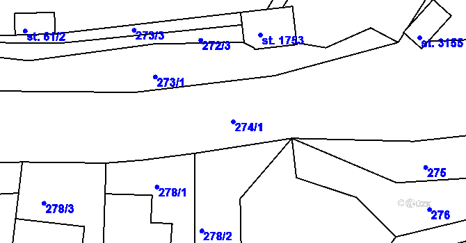 Parcela st. 274/1 v KÚ Bělá pod Bezdězem, Katastrální mapa