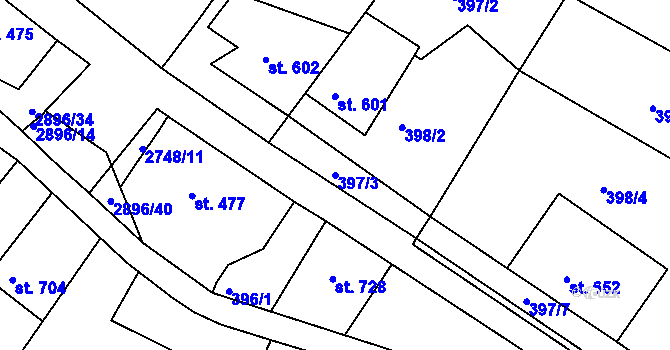 Parcela st. 397/3 v KÚ Bělá pod Bezdězem, Katastrální mapa