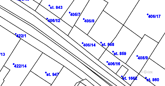 Parcela st. 406/14 v KÚ Bělá pod Bezdězem, Katastrální mapa