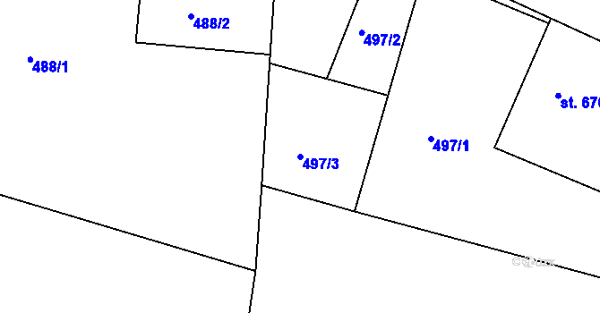 Parcela st. 497/3 v KÚ Bělá pod Bezdězem, Katastrální mapa