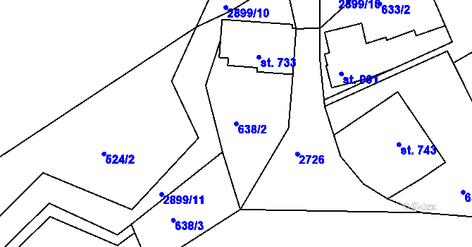 Parcela st. 638/2 v KÚ Bělá pod Bezdězem, Katastrální mapa