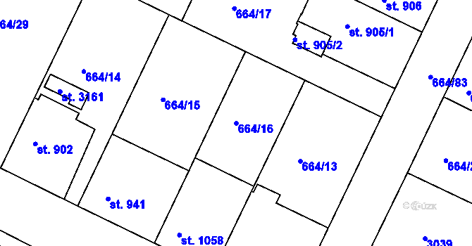 Parcela st. 664/16 v KÚ Bělá pod Bezdězem, Katastrální mapa