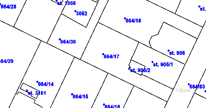 Parcela st. 664/17 v KÚ Bělá pod Bezdězem, Katastrální mapa