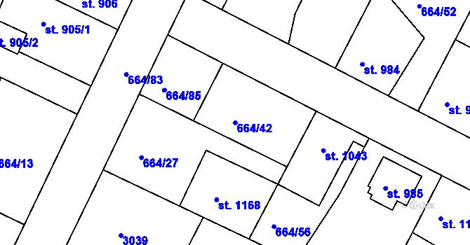 Parcela st. 664/42 v KÚ Bělá pod Bezdězem, Katastrální mapa