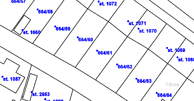 Parcela st. 664/61 v KÚ Bělá pod Bezdězem, Katastrální mapa