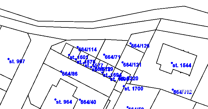 Parcela st. 664/71 v KÚ Bělá pod Bezdězem, Katastrální mapa