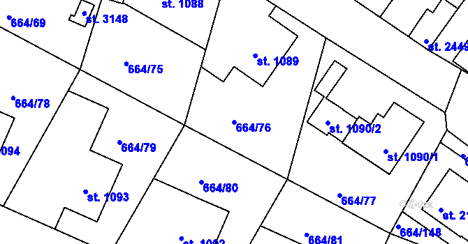 Parcela st. 664/76 v KÚ Bělá pod Bezdězem, Katastrální mapa