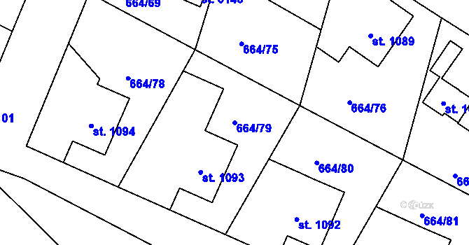 Parcela st. 664/79 v KÚ Bělá pod Bezdězem, Katastrální mapa