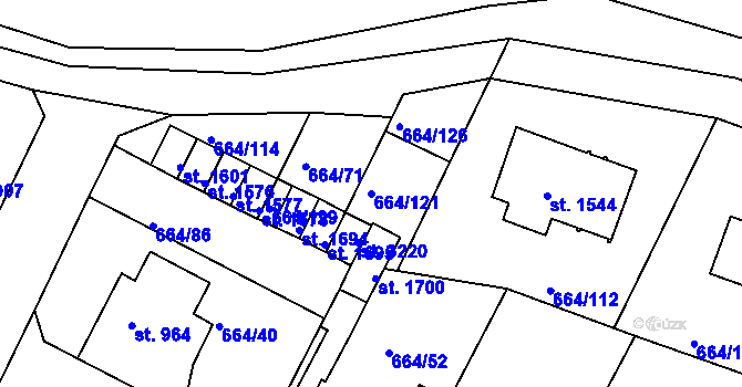 Parcela st. 664/121 v KÚ Bělá pod Bezdězem, Katastrální mapa