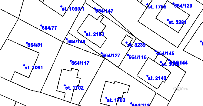 Parcela st. 664/127 v KÚ Bělá pod Bezdězem, Katastrální mapa