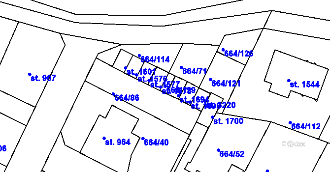 Parcela st. 664/129 v KÚ Bělá pod Bezdězem, Katastrální mapa
