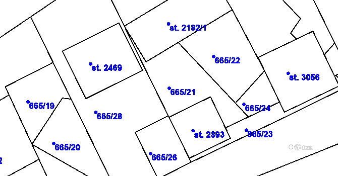 Parcela st. 665/21 v KÚ Bělá pod Bezdězem, Katastrální mapa